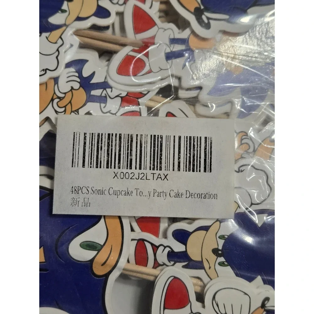 Sonic the Hedgehog Birthday Party Supplies Bundle 8 Favor Boxes 48 Cake Toppers